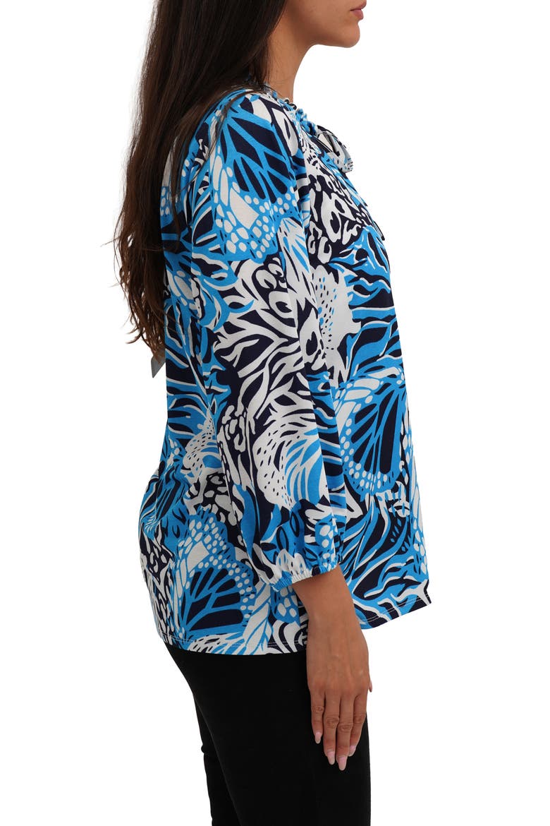 Printed Mesh Long Sleeve Top, Alternate, color, JESSA DENIM