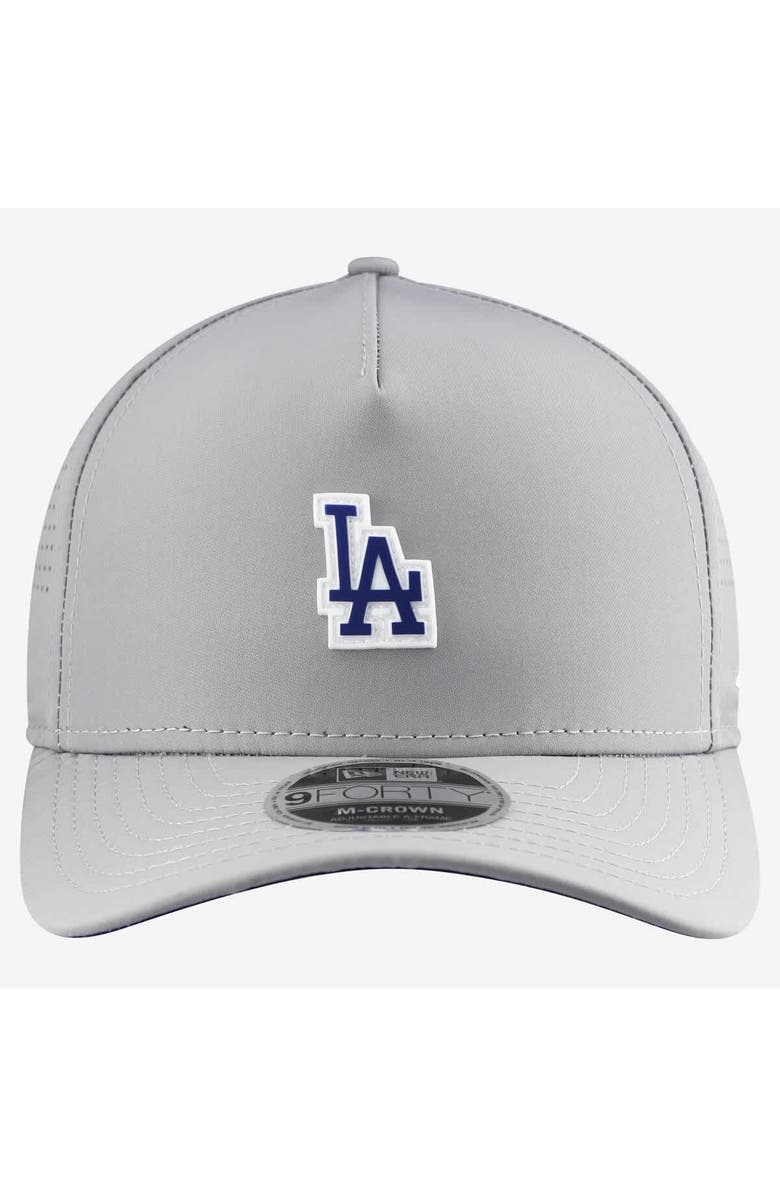 New Era Men's New Era  Gray Los Angeles Dodgers Micro Logo 9FORTY M-Crown A-Frame Adjustable Hat, Alternate, color, Gray