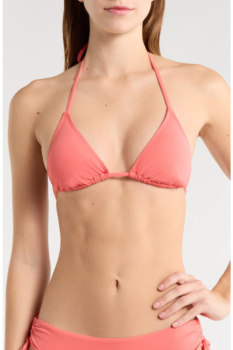 Classic Triangle Bikini Top, Main, color, HOT CORAL