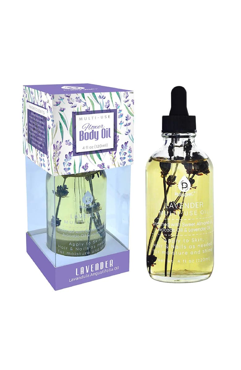 PURSONIC Lavendar Flower Multi Use Body Oils 4 Oz, Alternate, color, Purple