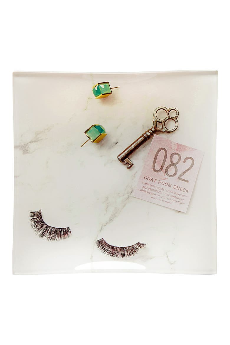 'eyelashes' square glass jewelry tray, Main, color, GLASS/ MULTI