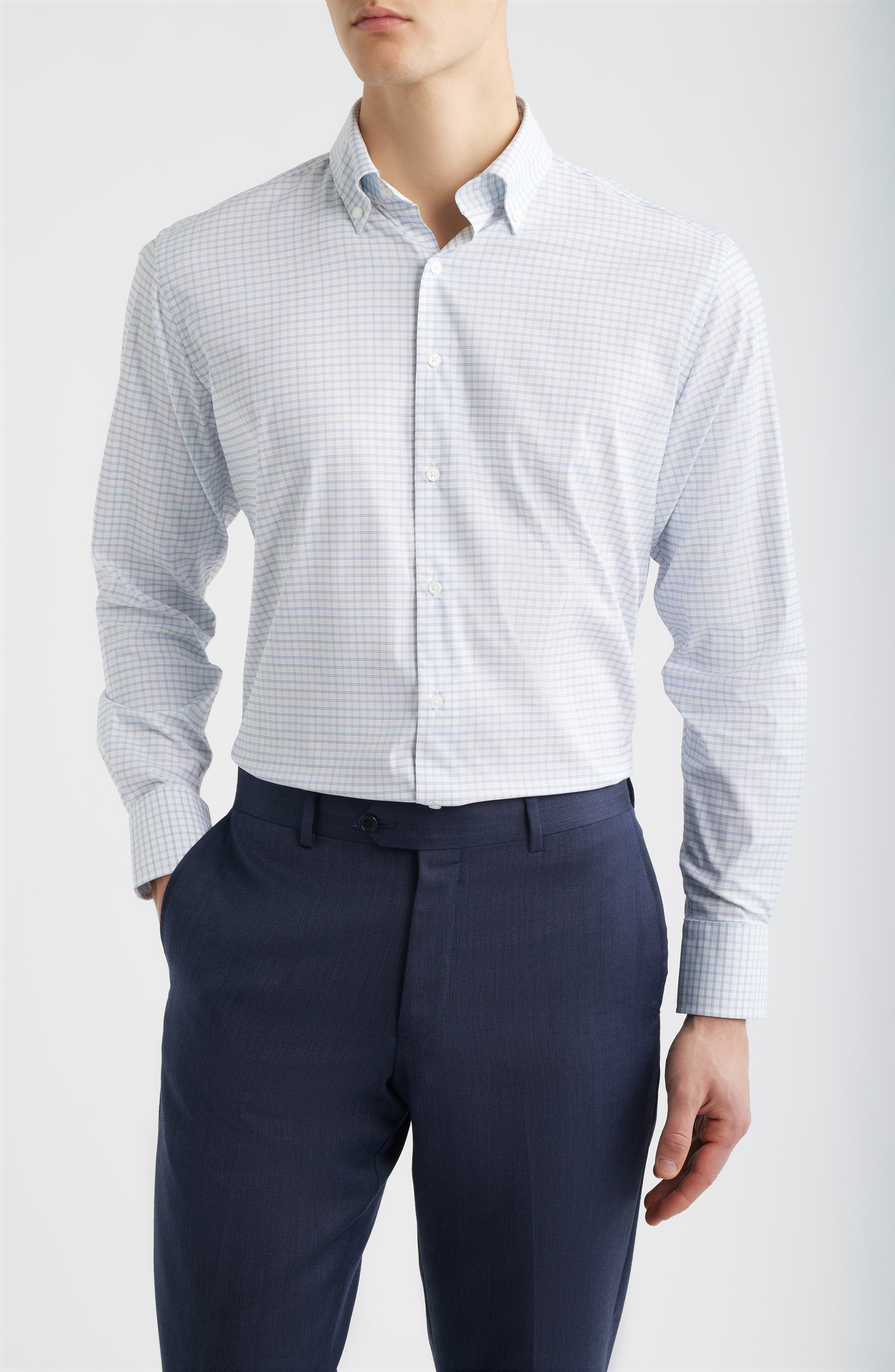 Rommel Check Performance Twill Button-Down Shirt - image 3