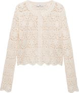 MANGO Crochet Cotton Blend Cardigan