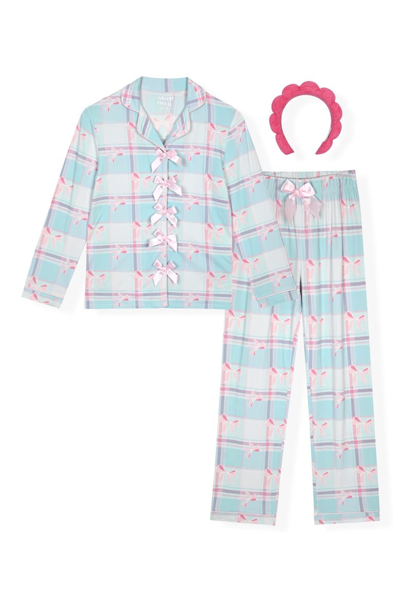 Kids' 3-Piece Pajamas and Headband Set, Main, color, BLUE