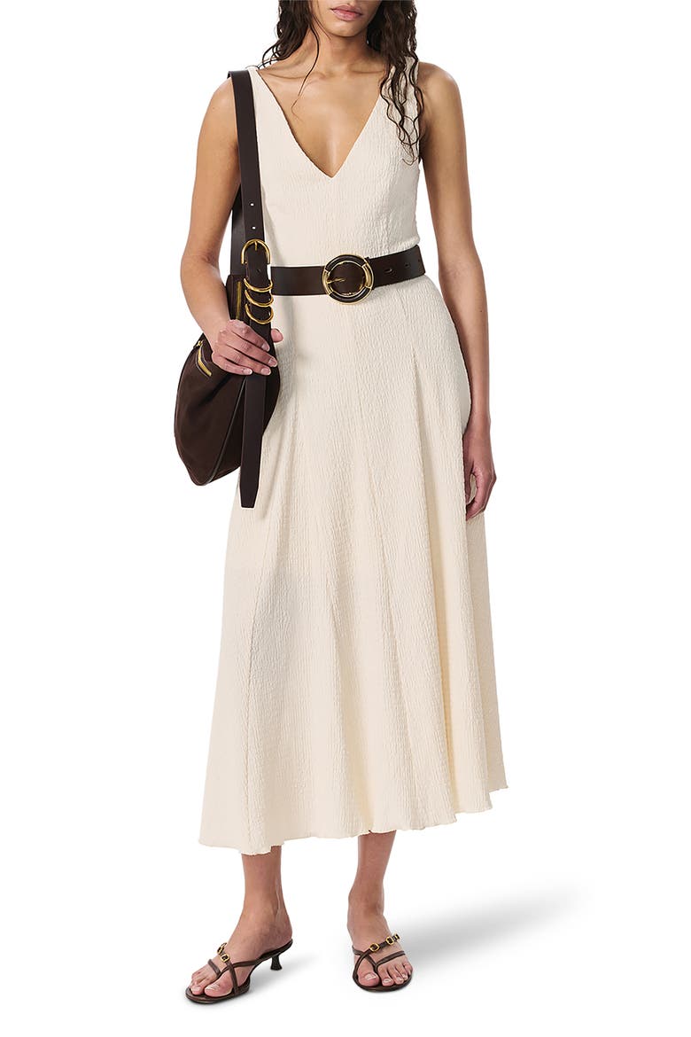 Lou Crinkled Midi Dress, Alternate, color, IVORY