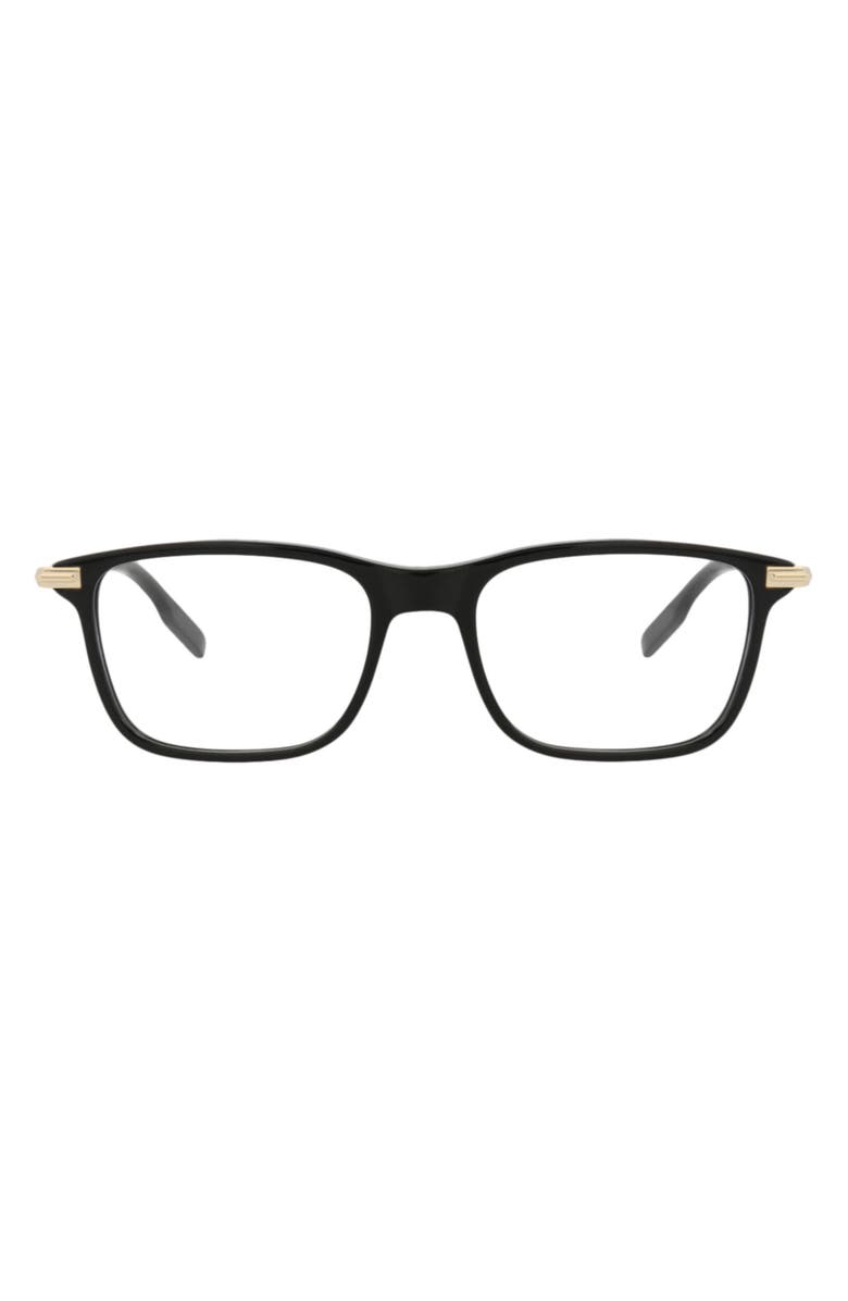 Montblanc 54mm Rectangle Optical Frames, Main, color, Black Black Transparent