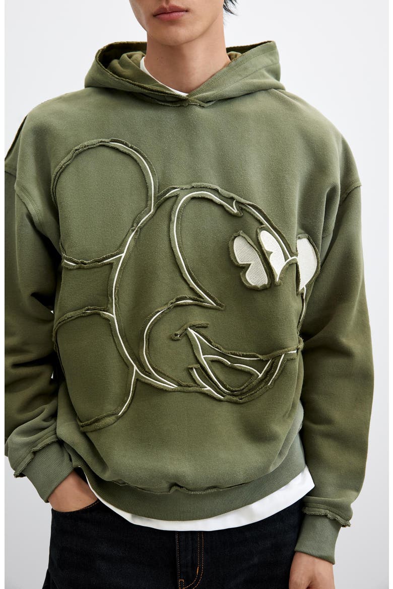 Mickey Mouse Cotton Hoodie, Alternate, color, MILITARY GREEN