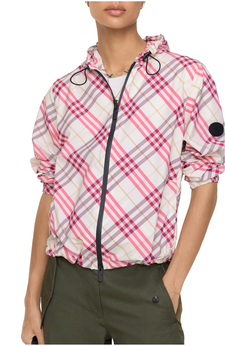 Burberry Check Salcombe Hooded Jacket, Main, color, Aubergine Prpl Ip Ck