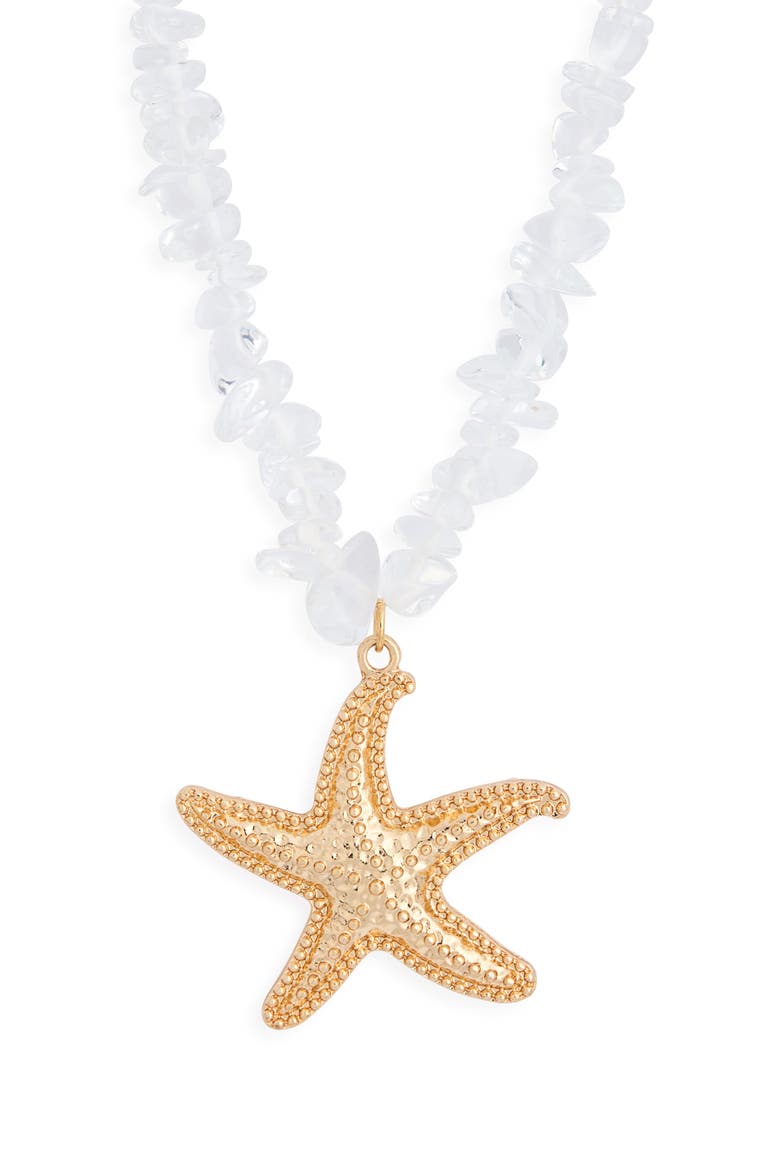 Starfish Pendant Necklace, Main, color, GOLD