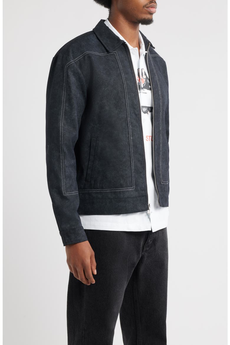 Alcamo Contrast Stitch Cotton Zip-Up Jacket, Alternate, color, BLACK