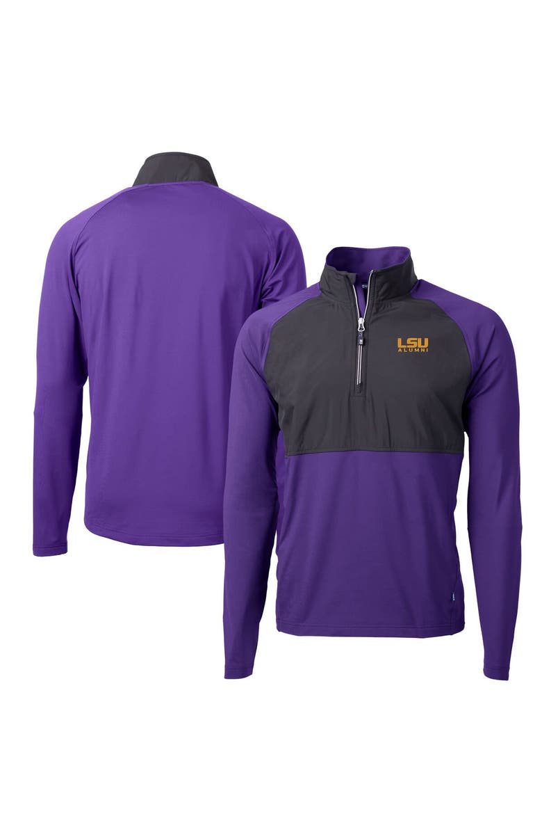 Cutter & Buck Men's Cutter & Buck  Purple LSU Tigers Alumni Logo Adapt Eco Knit Hybrid Recycled Quarter-Zip Pullover Top, Main, color, 