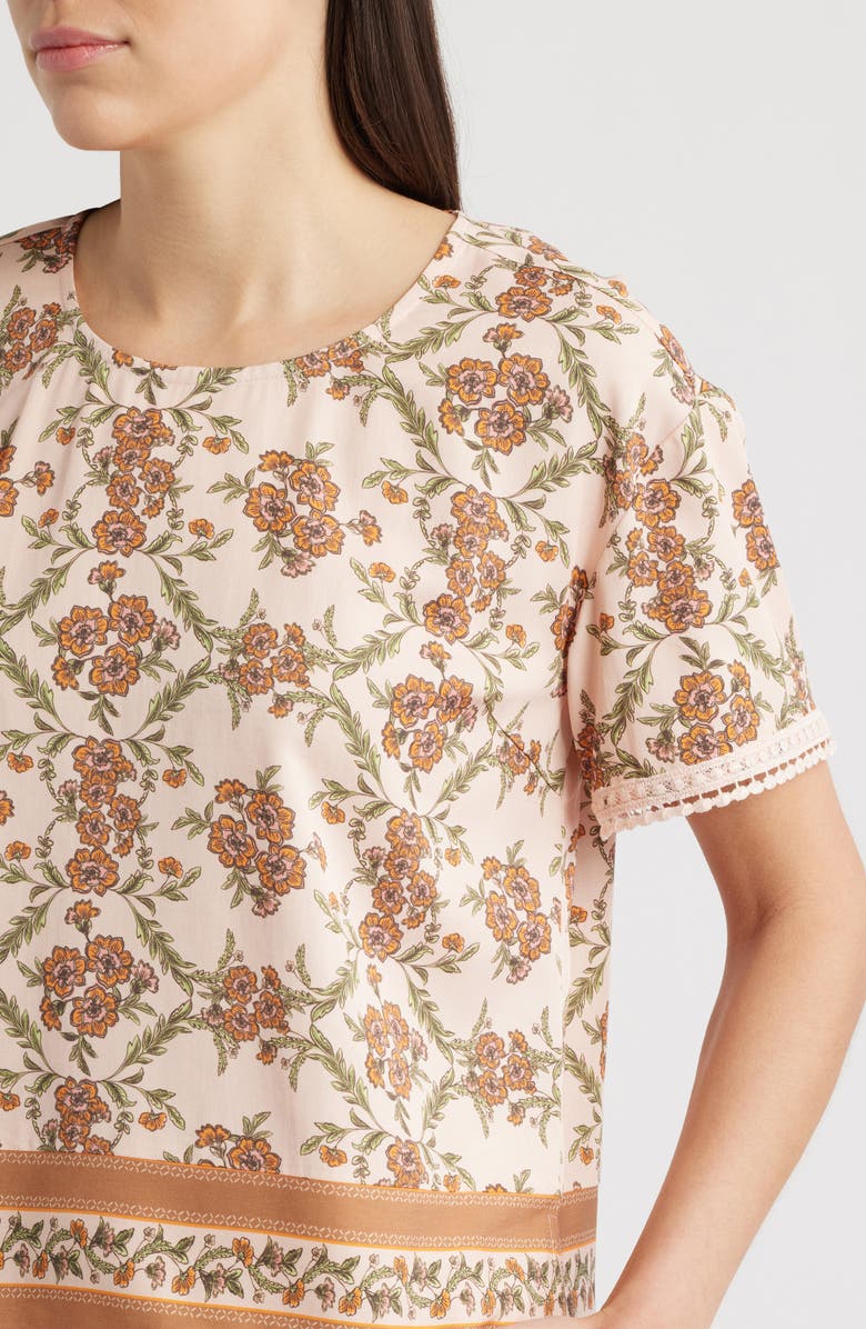 CITY BLUES Floral Woven Top, Alternate, color, Pumice/ Terra