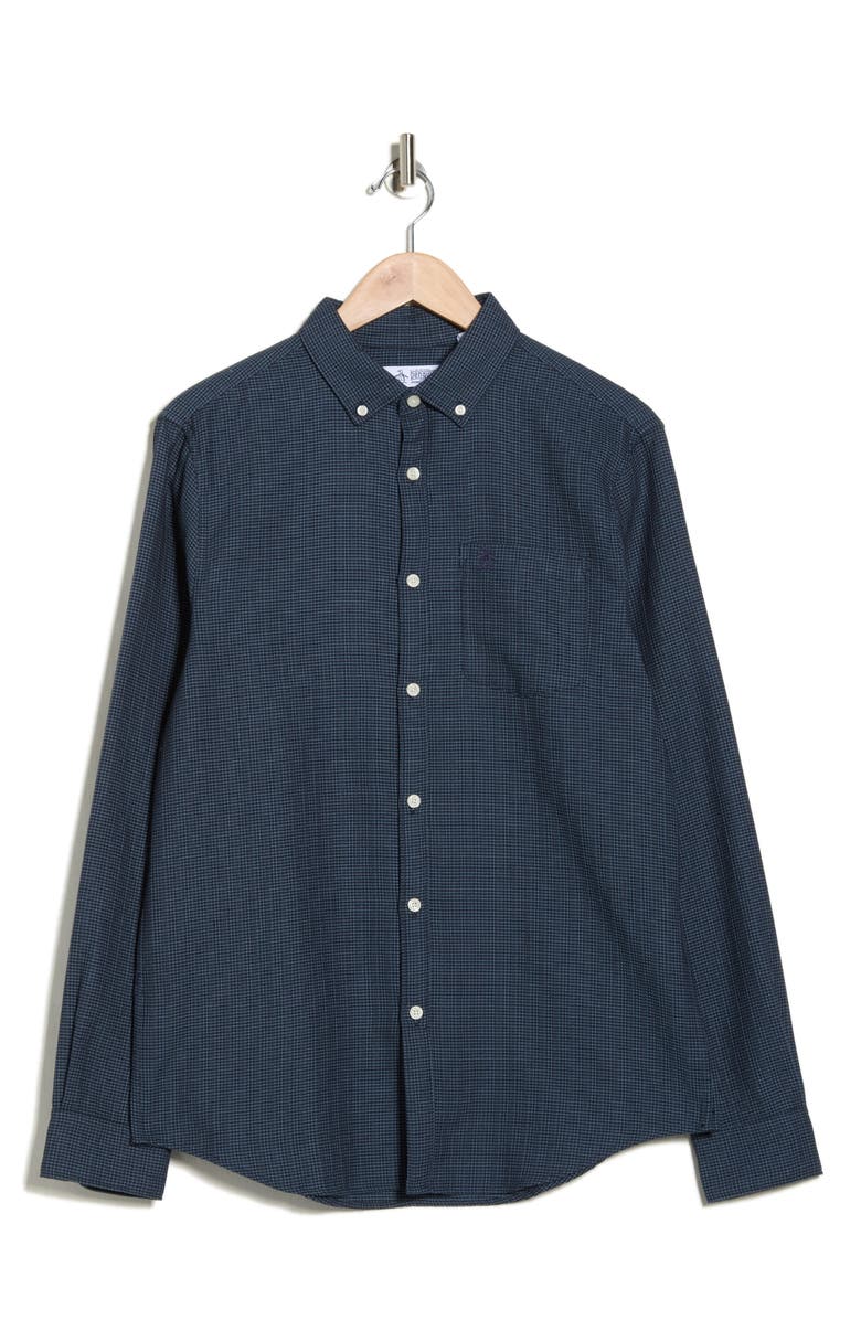 Original Penguin Slim Fit Waffle Textured Button-Up Shirt, Alternate, color, Dark Sapphire