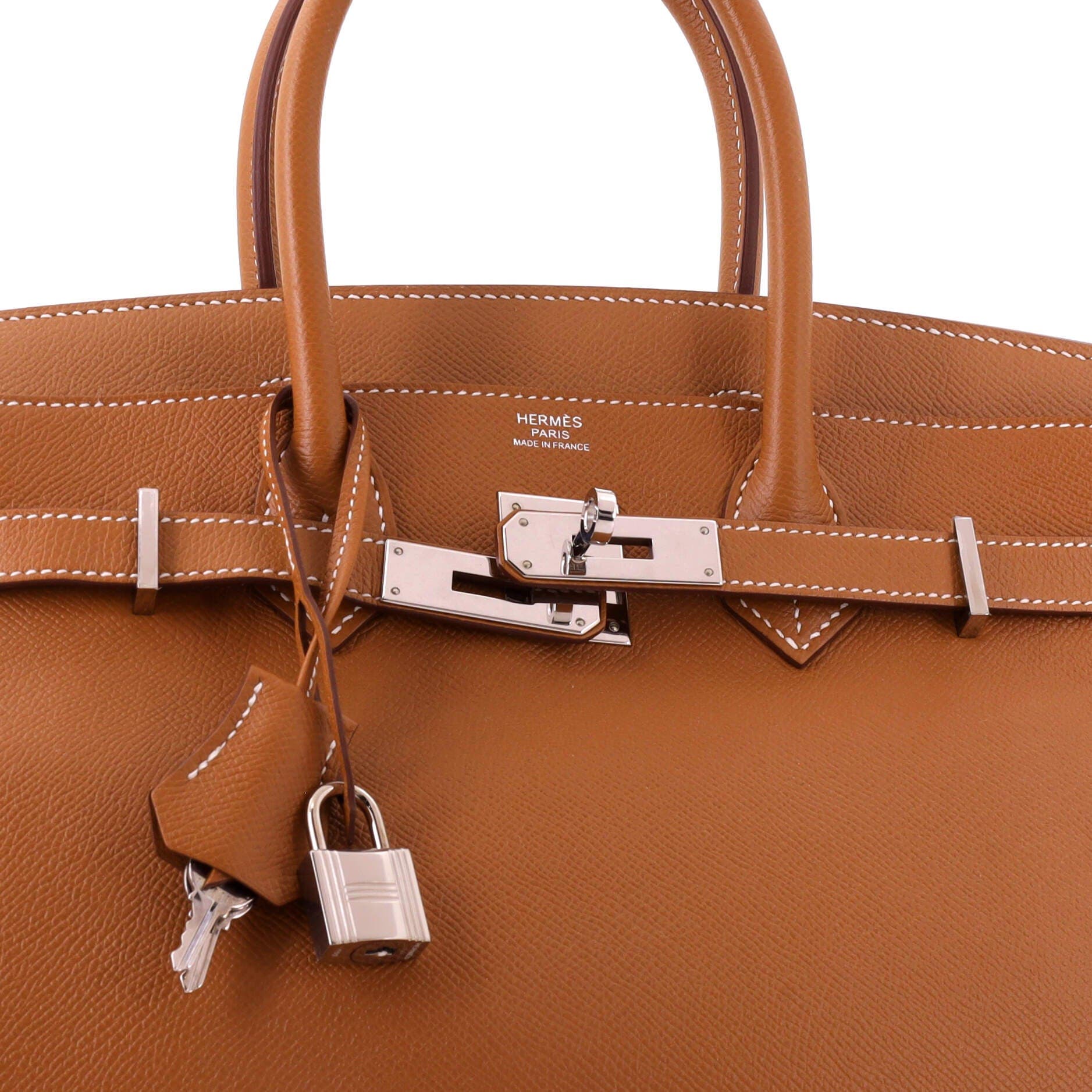 Birkin Handbag Brown Epsom with Palladium Hardware 30, Alternate, color, Metallic Gold
