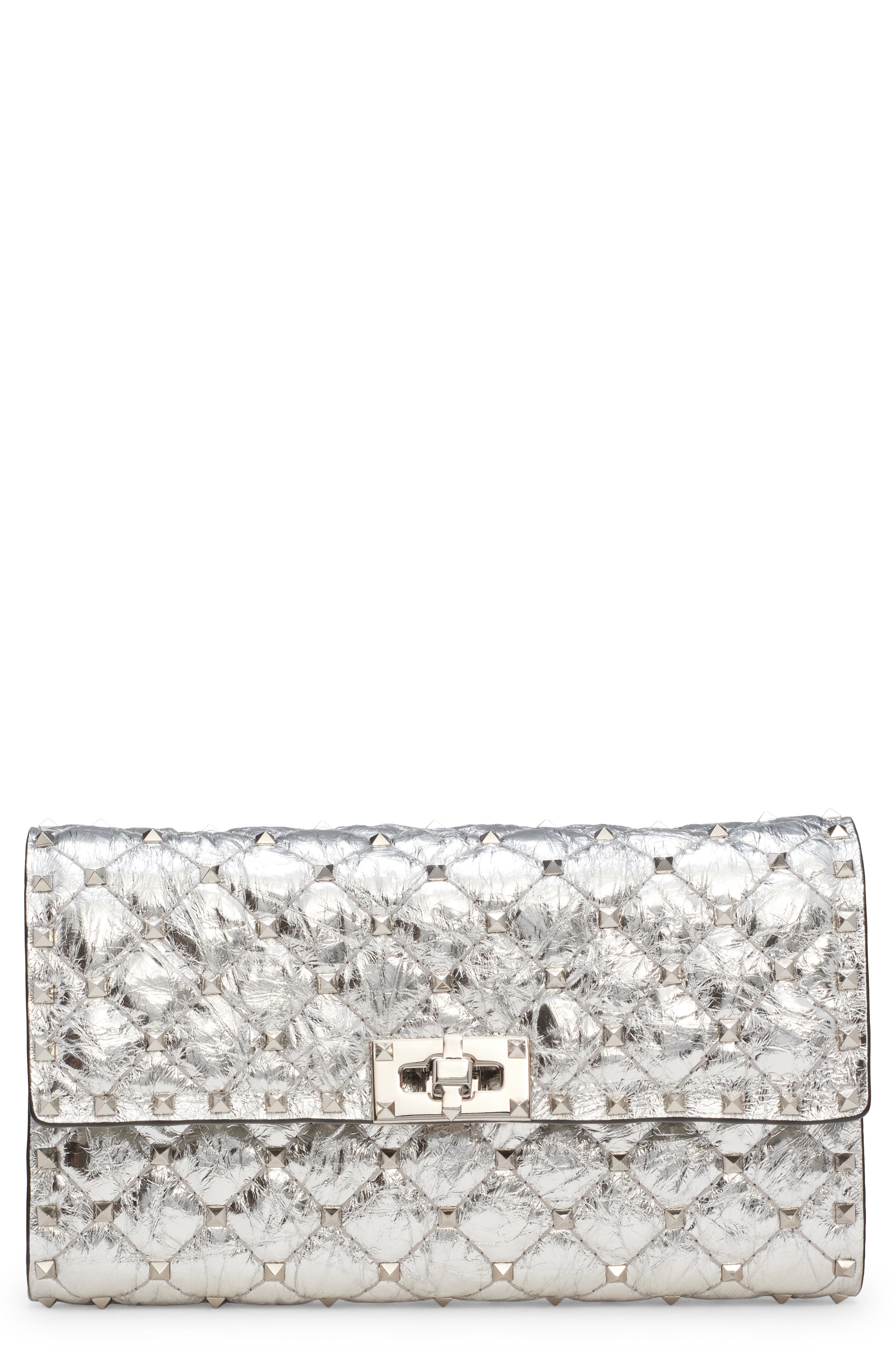 Valentino Garavani Small Rockstud Spike Leather Shoulder Bag, Main, color, 