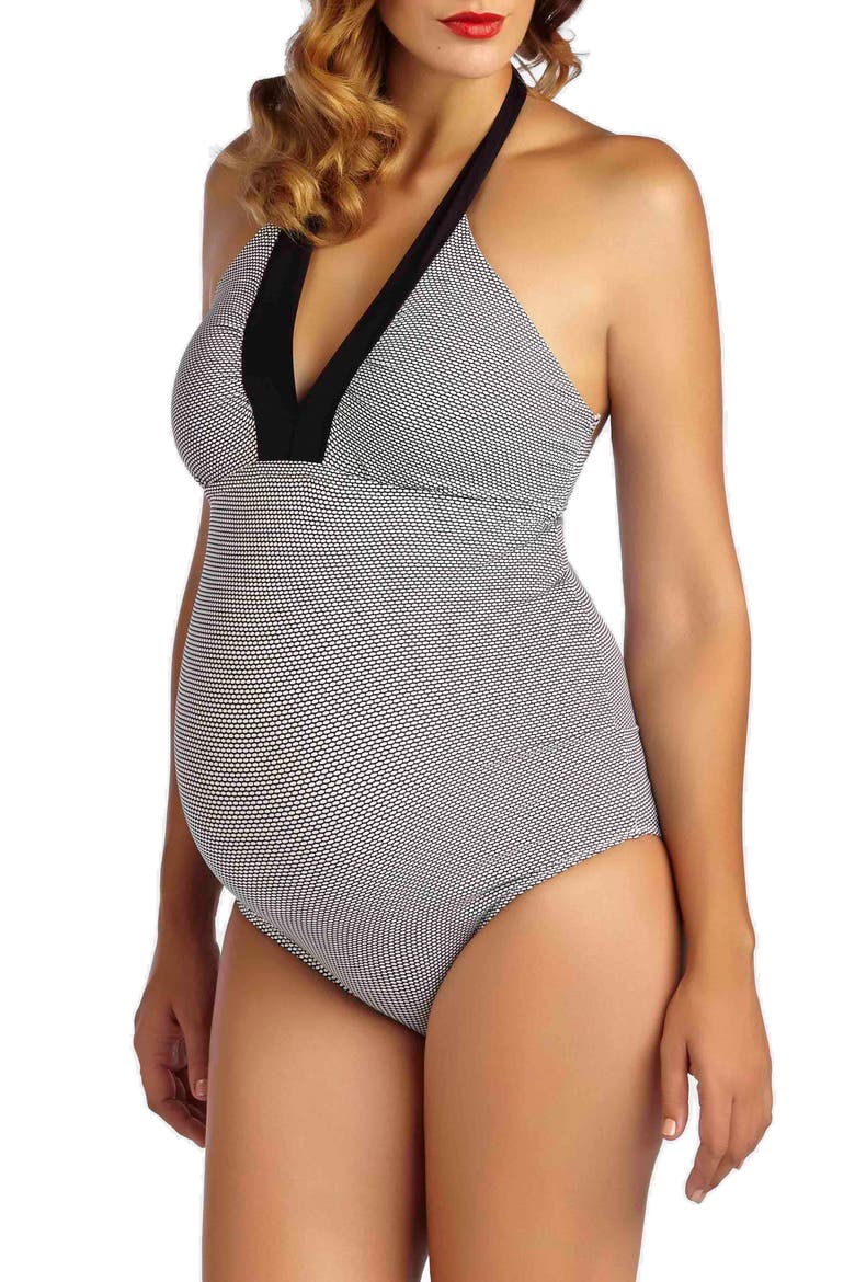 Montego Bay One-Piece Maternity Swimsuit, Alternate, color, BLACK
