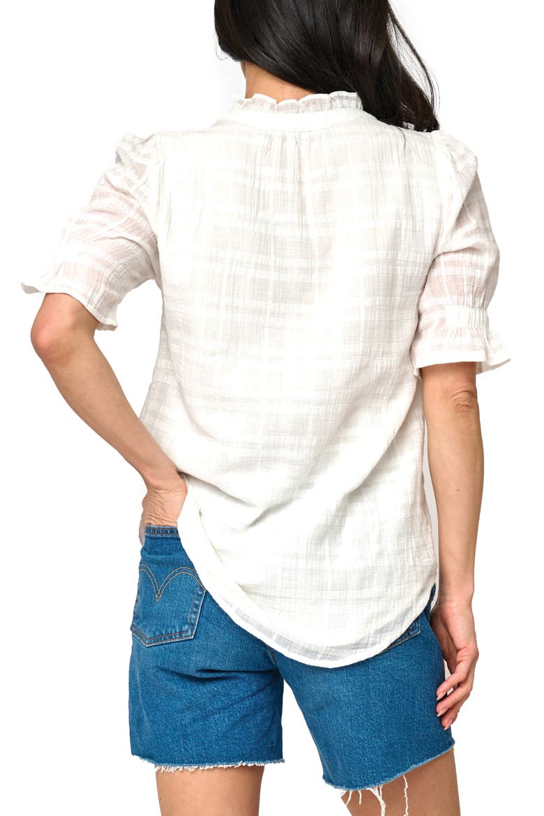 Dianthus Crinkle Cotton Henley Top, Alternate, color, WHITE