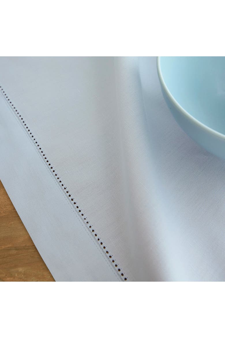 Cotton Linen Hemstitch Tablecloth, Alternate, color, Light Blue