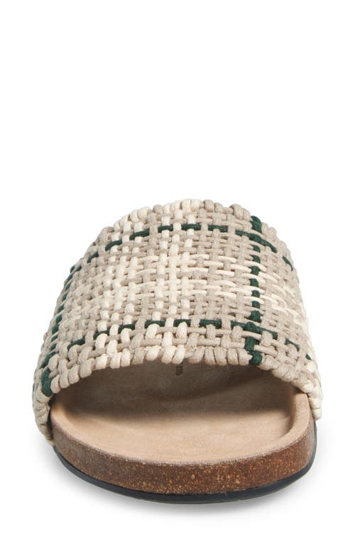 Jw Anderson Woven Check Slide Sandal In 531 Green/white