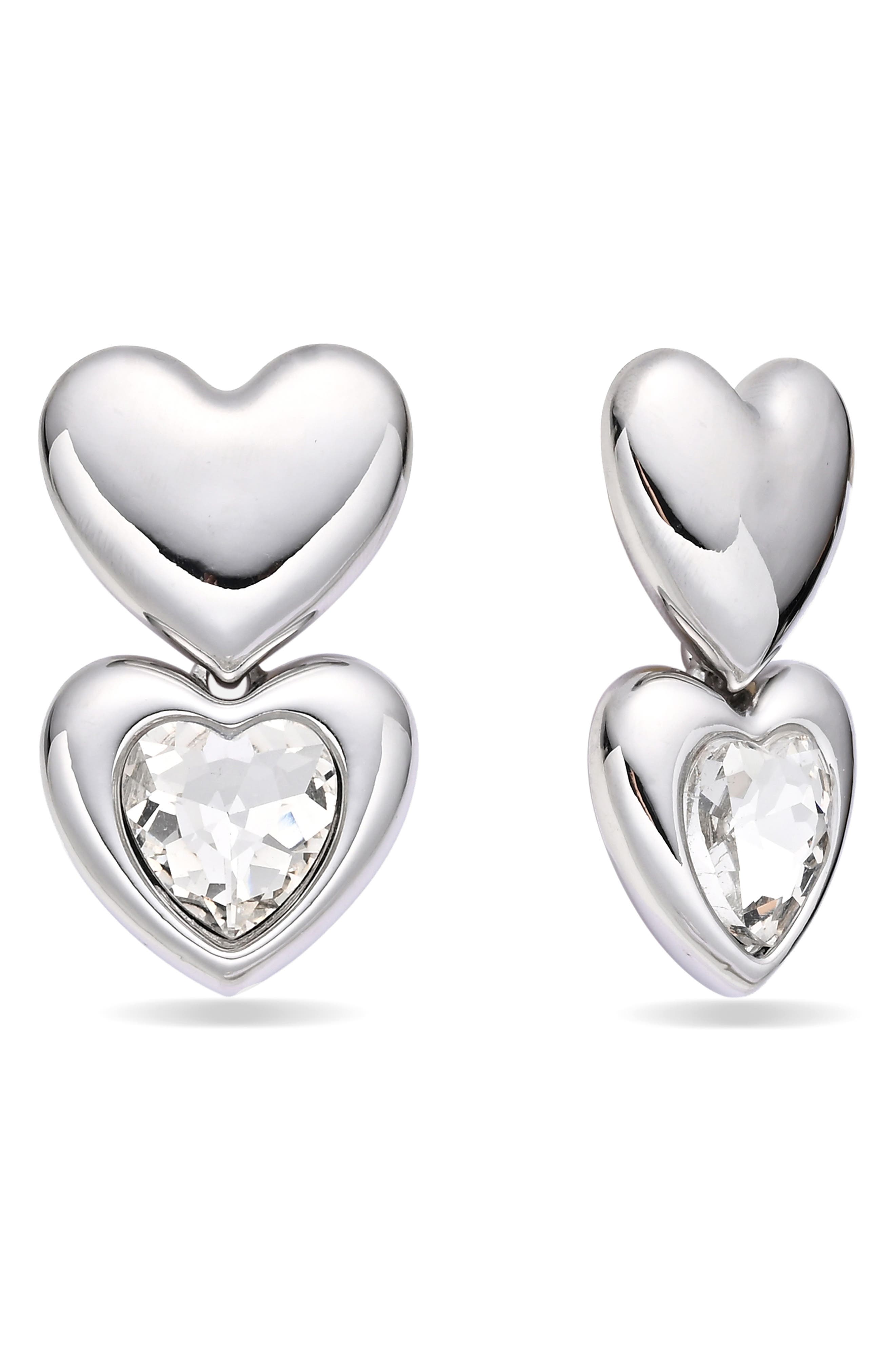 Lustre Heart Double Drop Earrings
