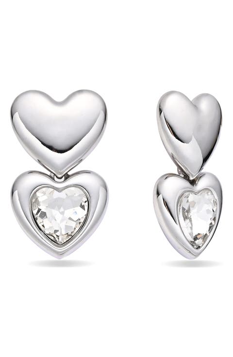 Lustre Heart Double Drop Earrings