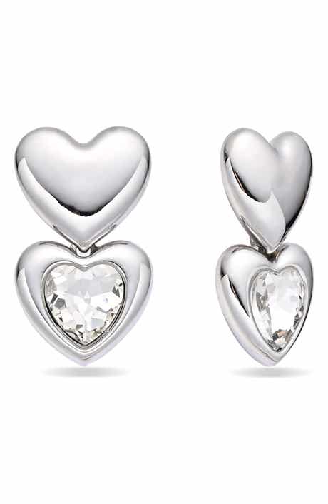 Lustre Heart Double Drop Earrings