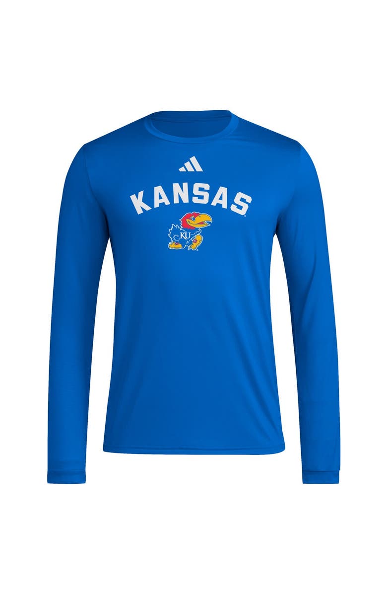 adidas Men's adidas  Royal Kansas Jayhawks Alternate Pre-Game Hook AEROREADY Long Sleeve T-Shirt, Alternate, color, 