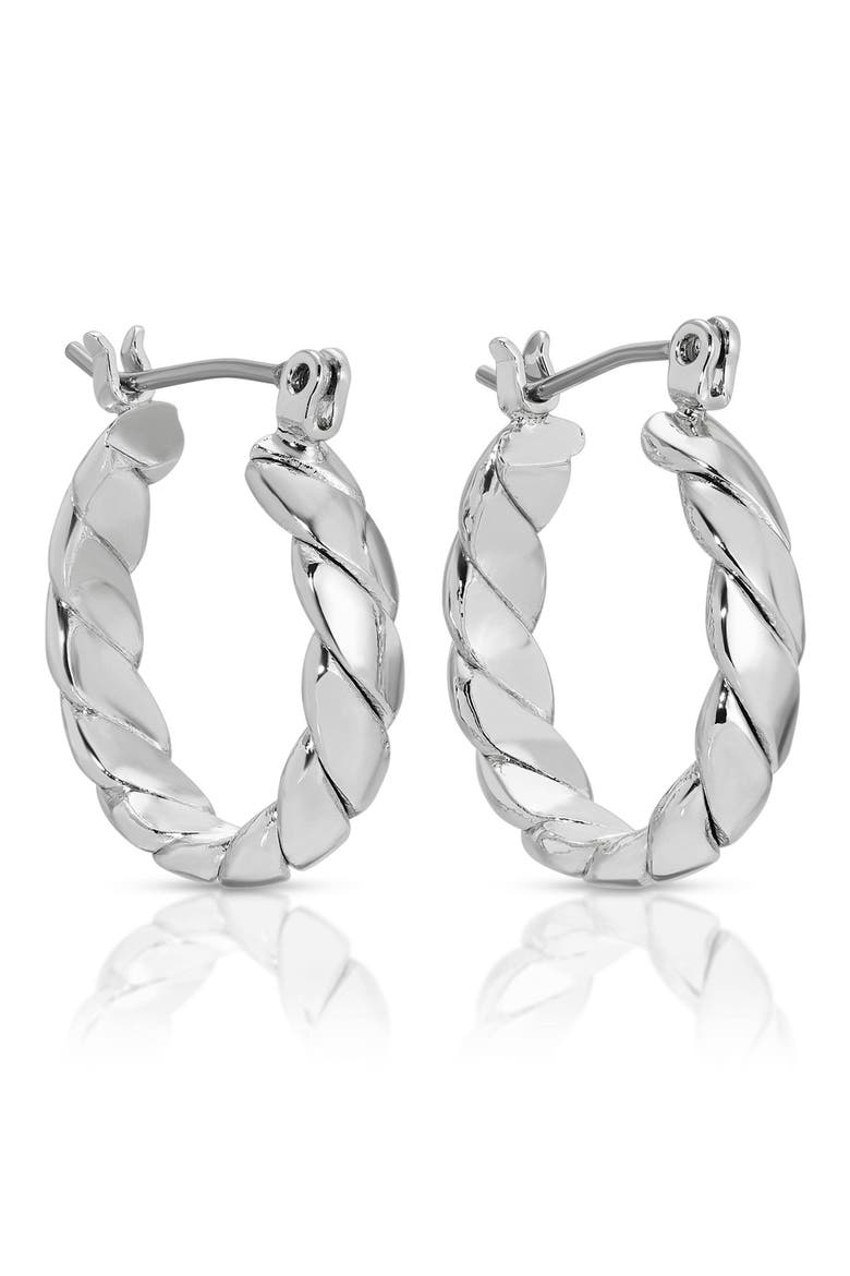 Texture Mini Hoop Earrings, Alternate, color, SILVER