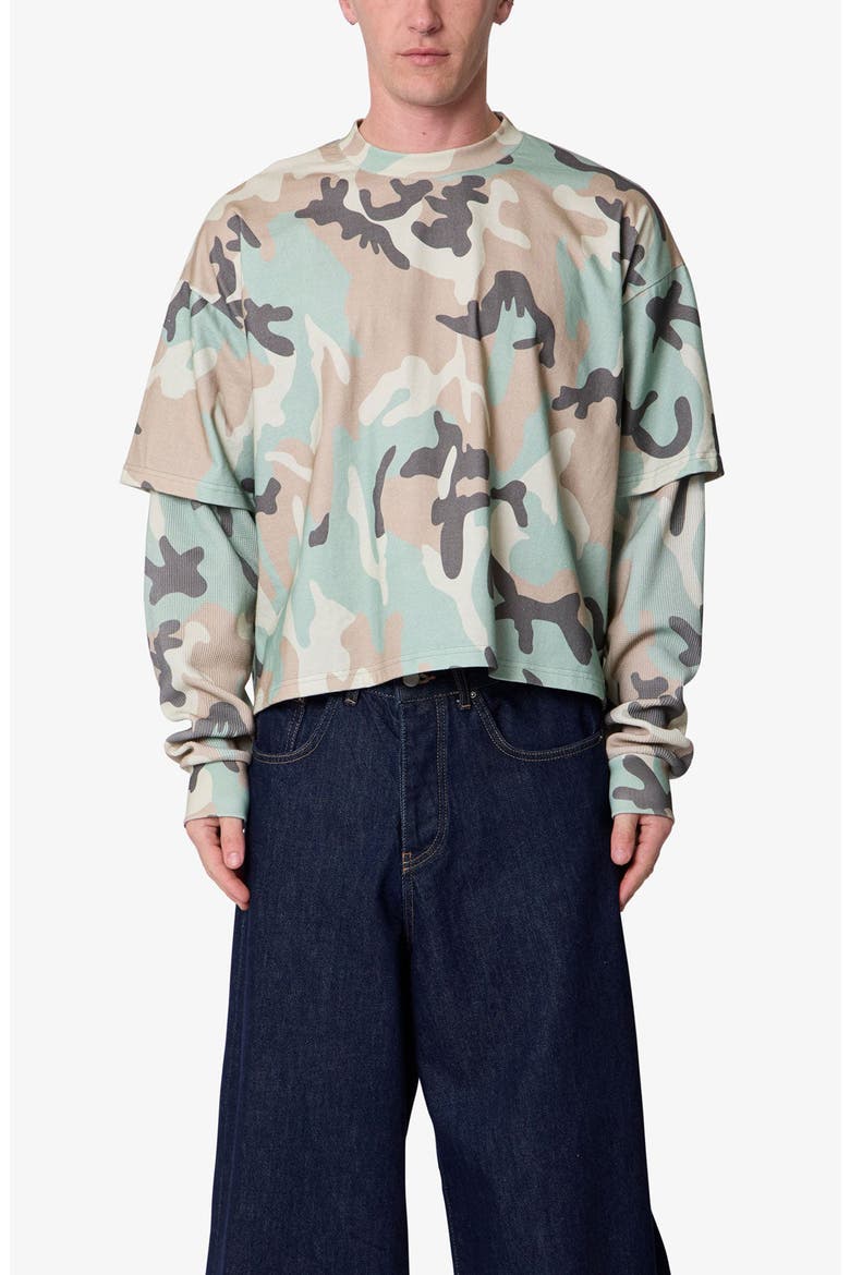 Layered Camo Print Thermal Cotton T-Shirt, Main, color, CAMO