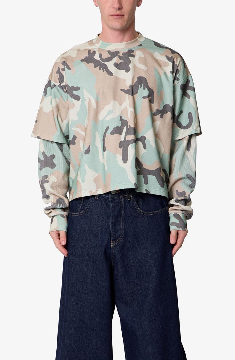 mnml Layered Camo Print Thermal Cotton T-Shirt, Main, color,