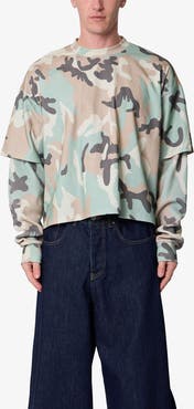 mnml Layered Camo Print Thermal Cotton T-Shirt