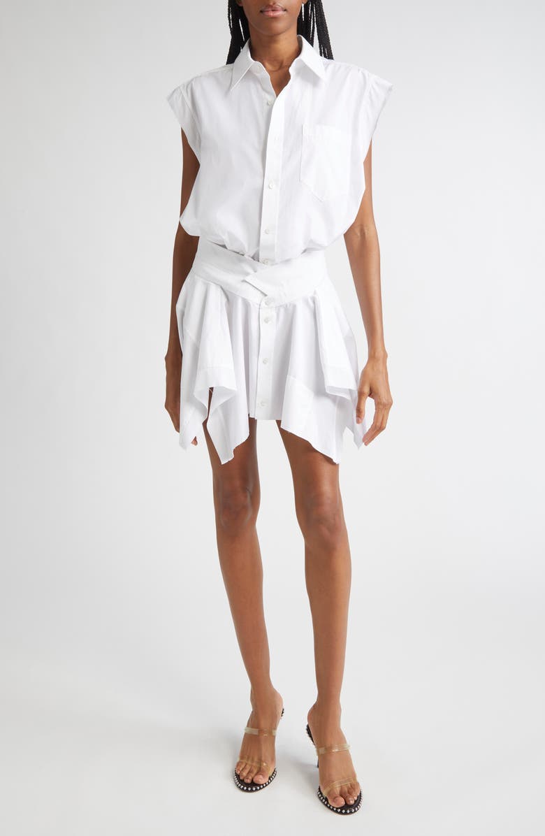 Alexander Wang Cutoff Double Cotton Poplin Shirtdress, Main, color, White