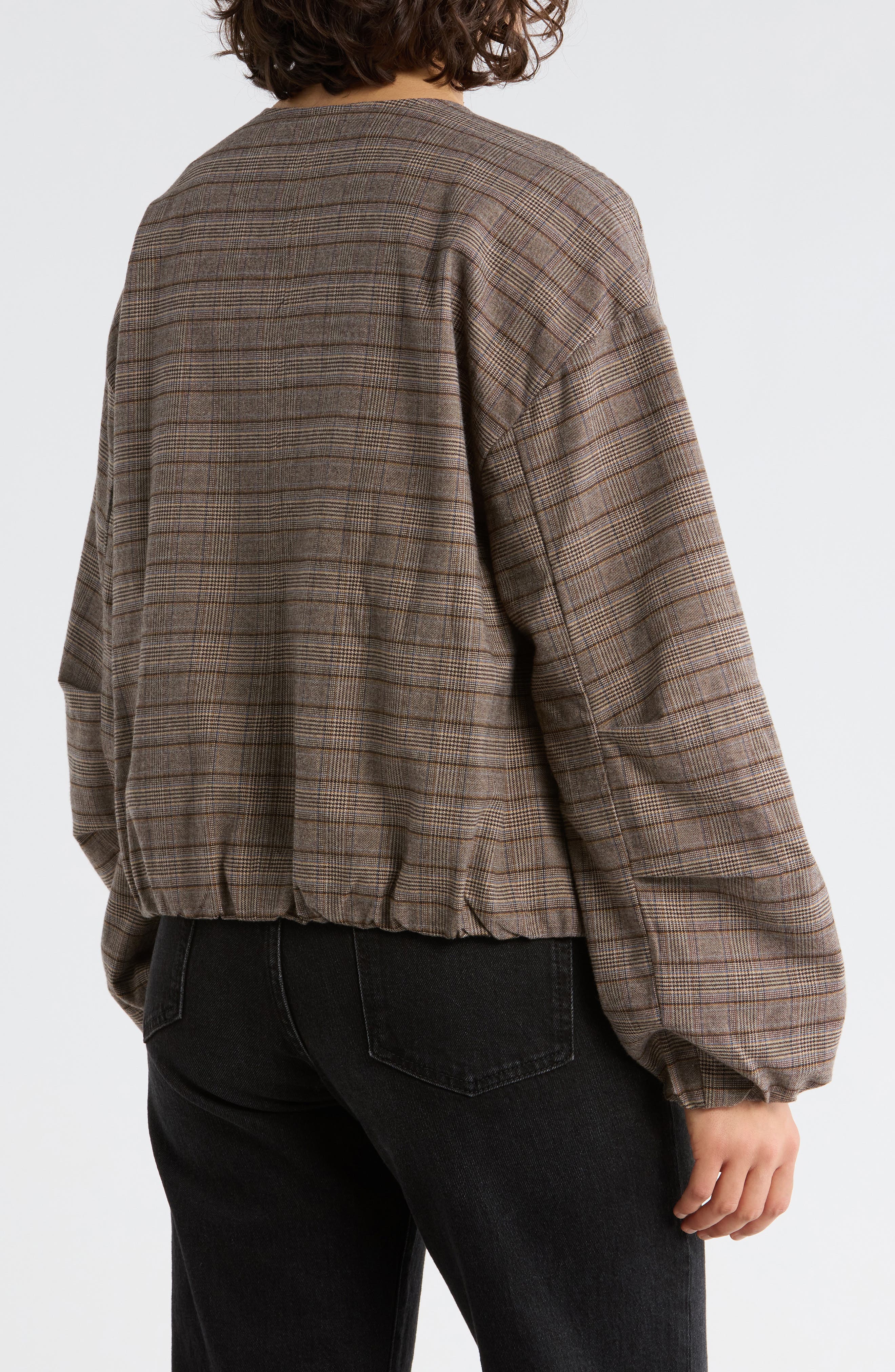 Plaid Zip Front Bomber Jacket - image 2