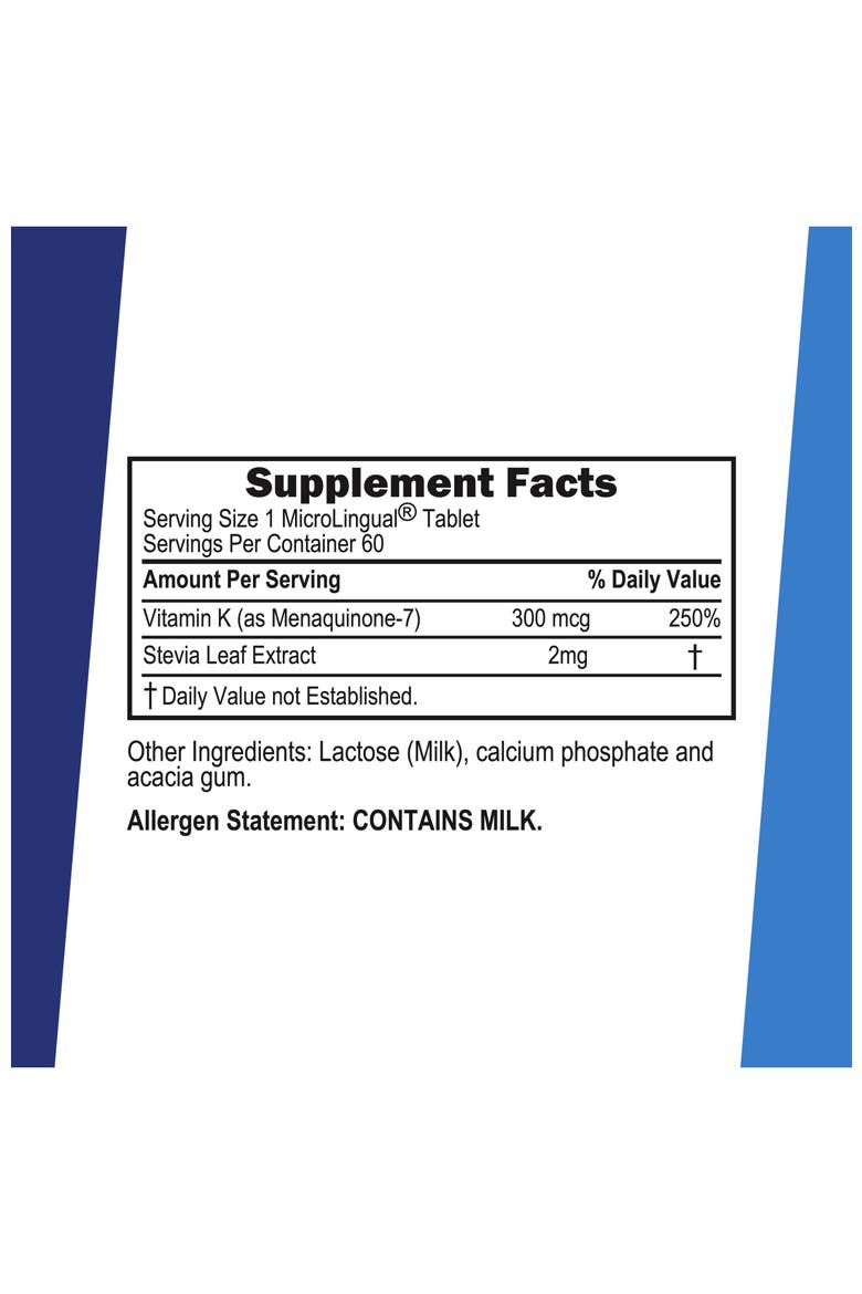 Vitamin K2 MK-7 Sublingual Dissolving Tablets, Alternate, color, White