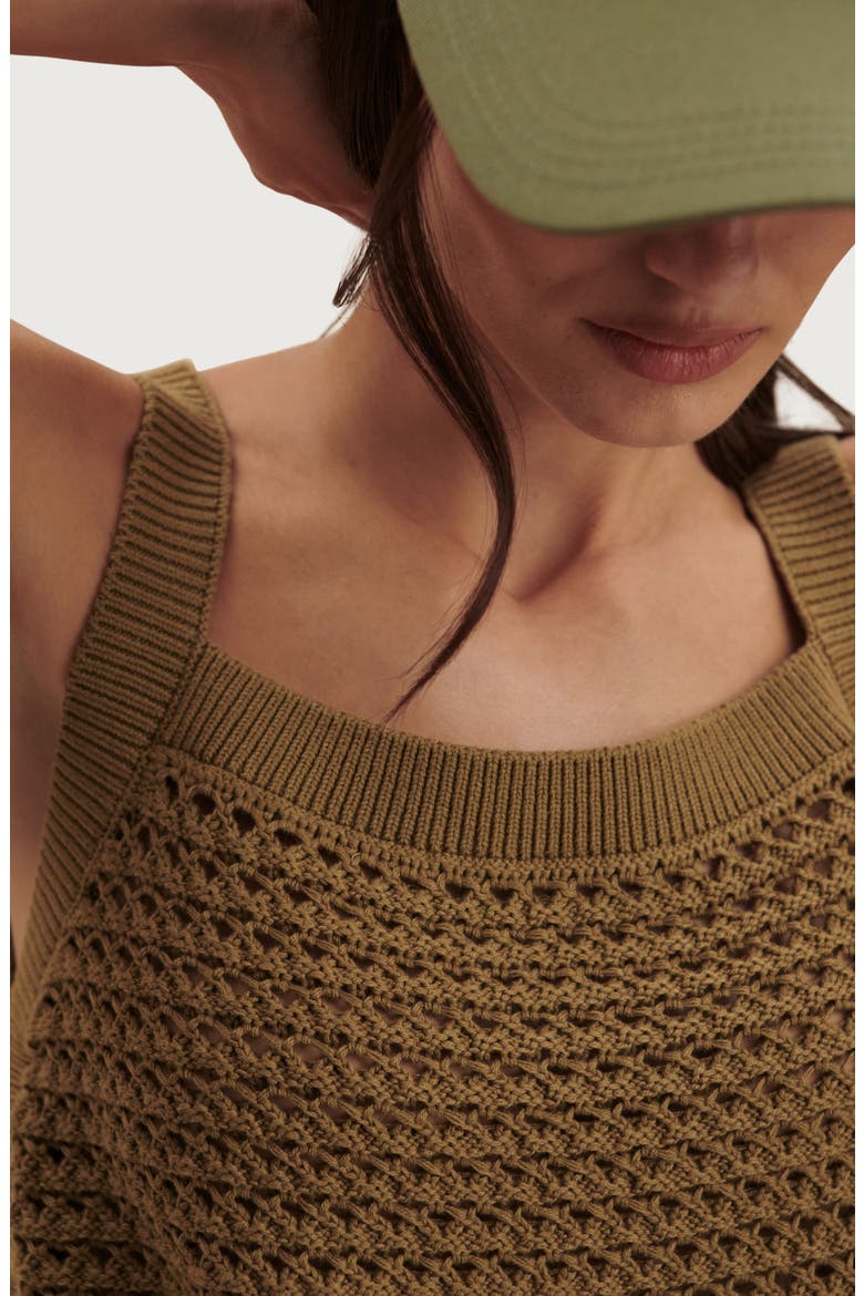 Ebden Square Neck Cotton Pointelle Tank, Alternate, color, GOLDEN OLIVE