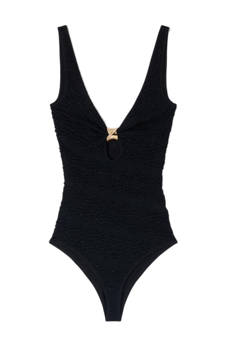 SANDRO Jewellery detail knit leotard, Alternate, color, Black