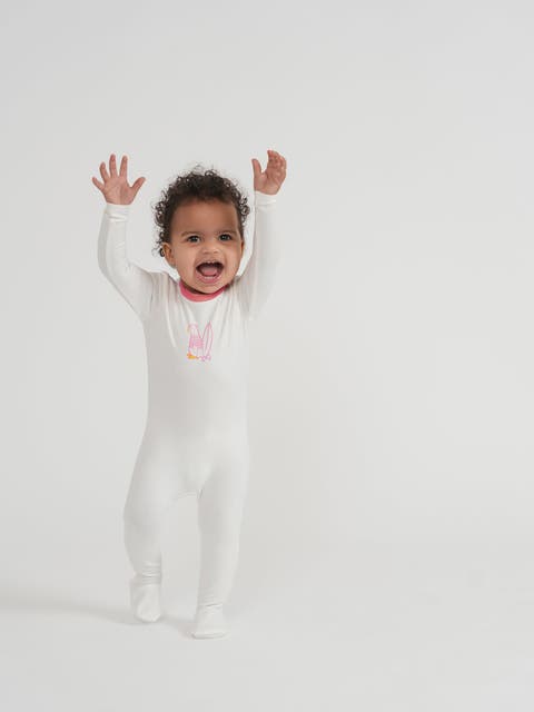Surfing Sunday Penguin Long Sleeve Covered Feet Romper