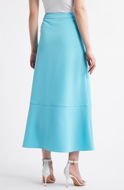 Ming Wang Heritage Fit Flare Deco Crêpe De Chine Maxi Skirt In Calypso Blue