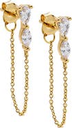 BY ADINA EDEN Double Pear CZ Chain Front Back Stud Earring