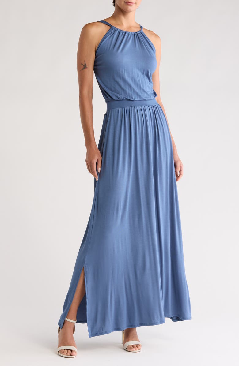 GO COUTURE Halter Maxi Dress, Main, color, Moroccan Blue