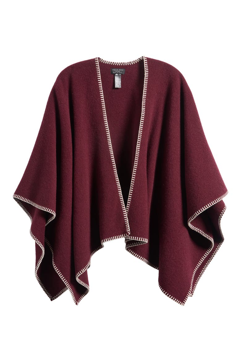 Ingrid Wool Poncho, Main, color, BURGUNDY