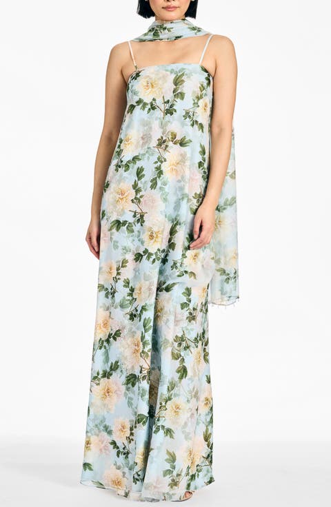 Shelby Floral Gown with Scarf