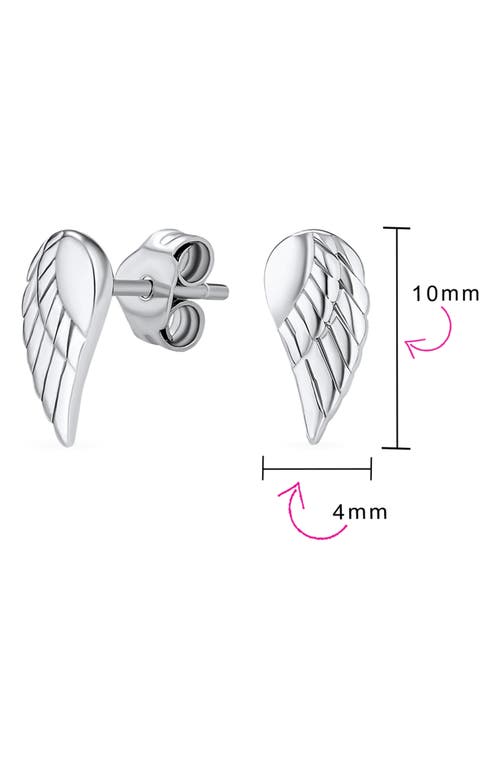 Bling Jewelry Delicate Guardian Angel Wing Stud Earrings In Metallic