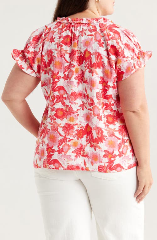 Caslonr Caslon(r) Ruffle Accent Cotton Gauze Top