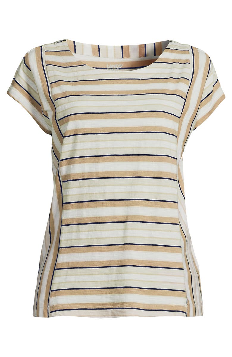 Lands' End Slub Wedge T-Shirt, Alternate, color, Pumice Stone Multi Stripe