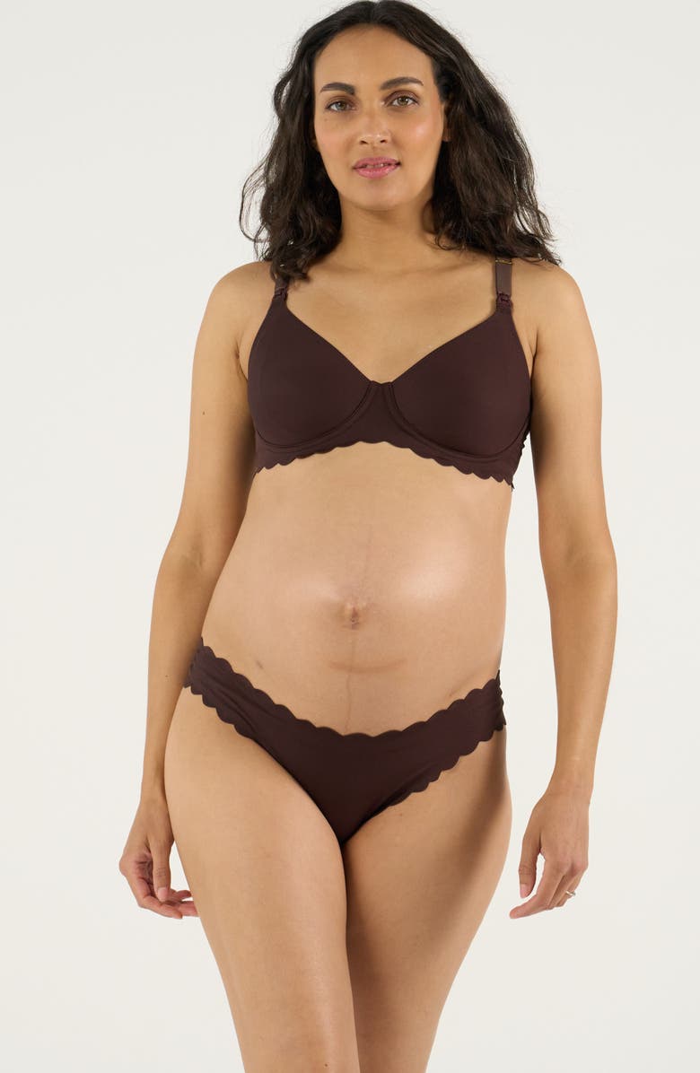 Cache Coeur Skin Low Waist Maternity Tanga, Alternate, color, Chocolate