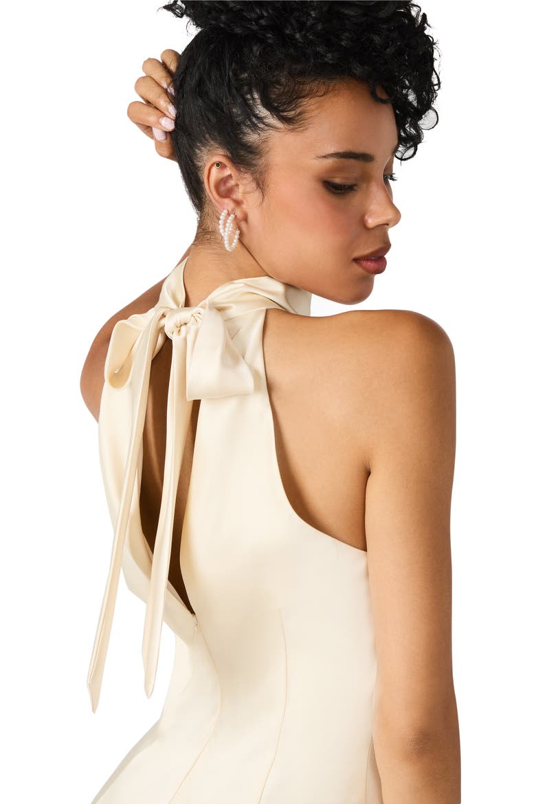 Lara Satin Bias Cut Maxi Dress, Alternate, color, CREAM