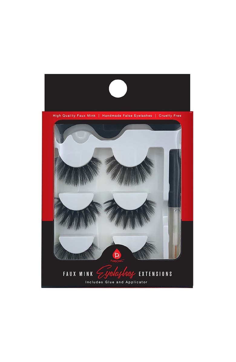 PURSONIC Faux Mink Style False Eyelashes Extensions, Main, color, Black