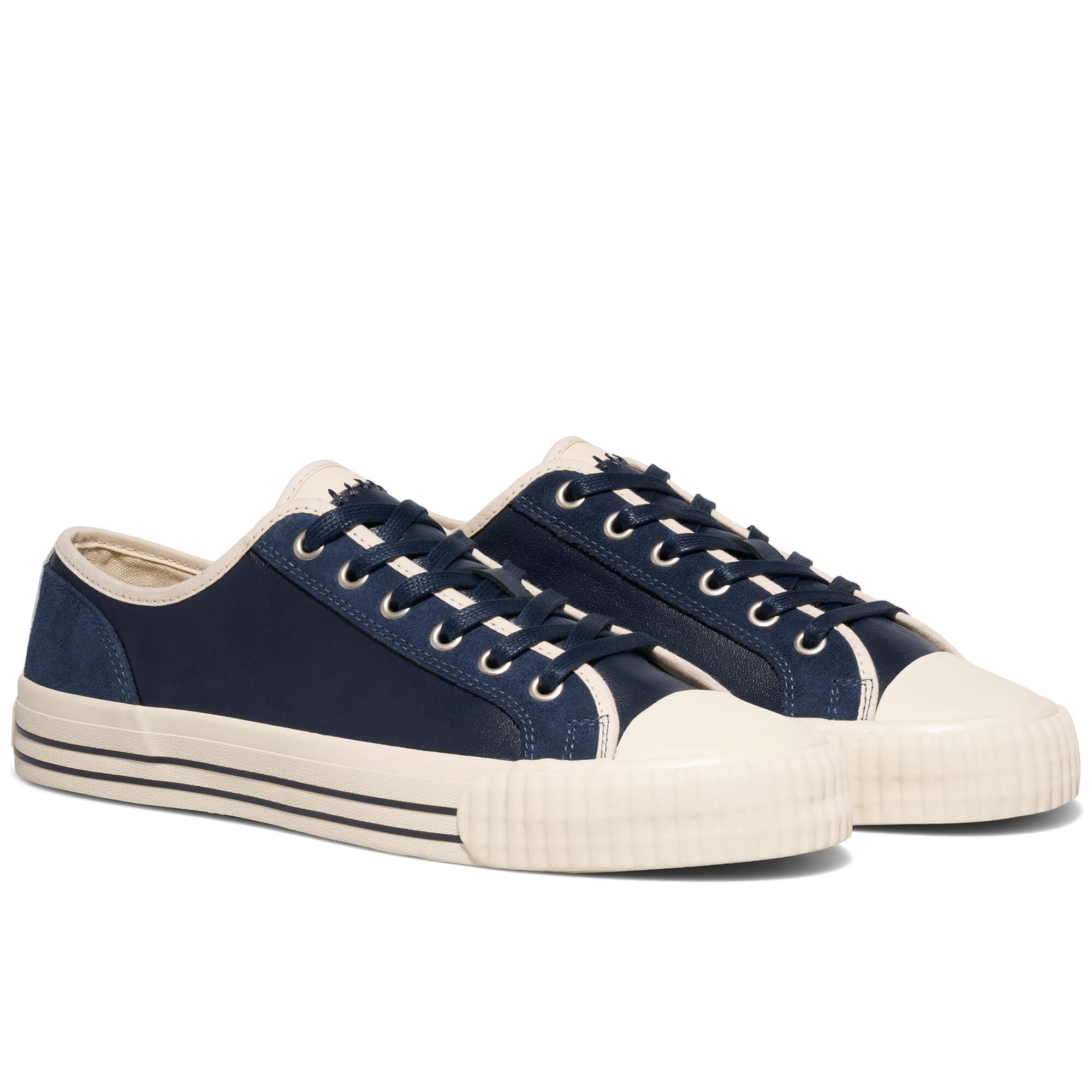 P.F. Flyers Center Vintage Low-Top Leather & Suede Sneaker, Alternate, color, Navy-Antique White