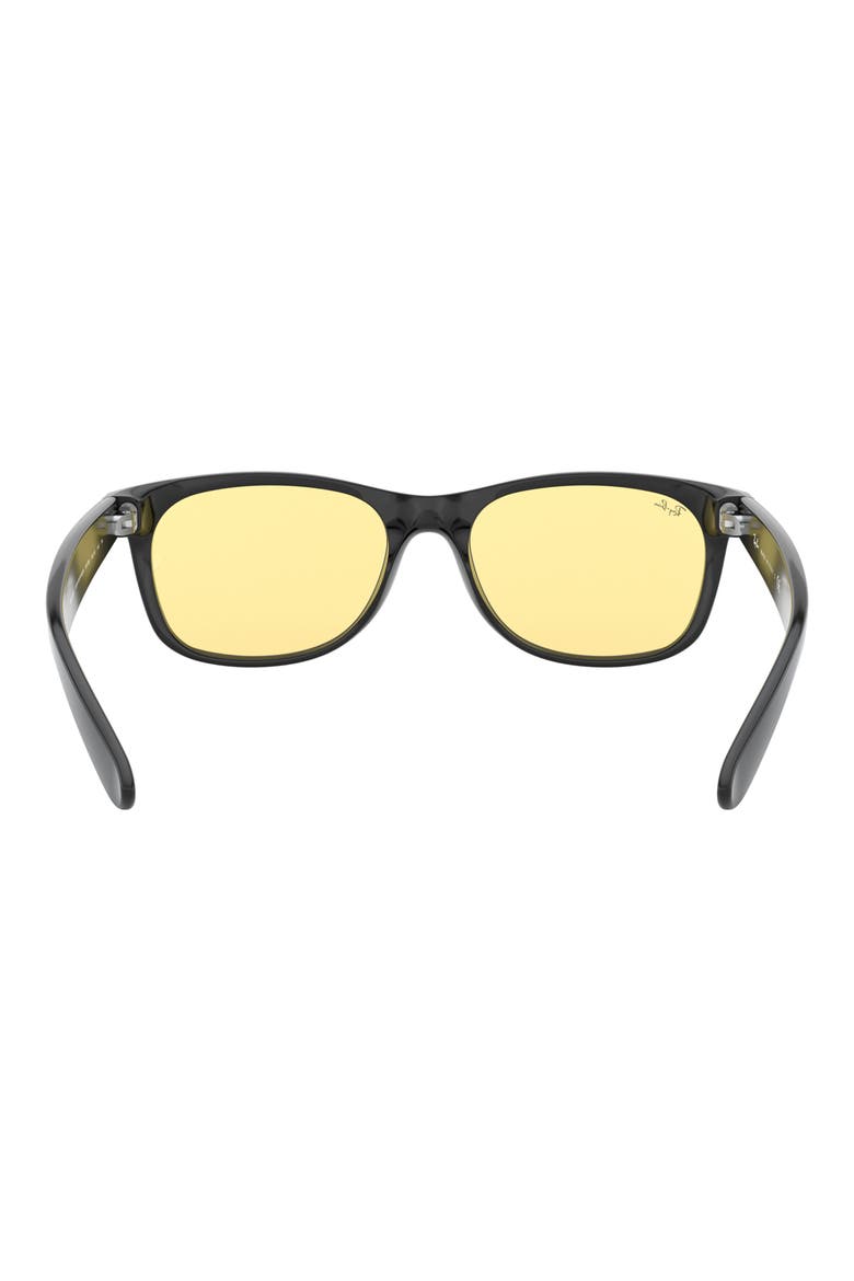 New Wayfarer 55mm Rectangular Sunglasses, Alternate, color, BLACK / YELLOW